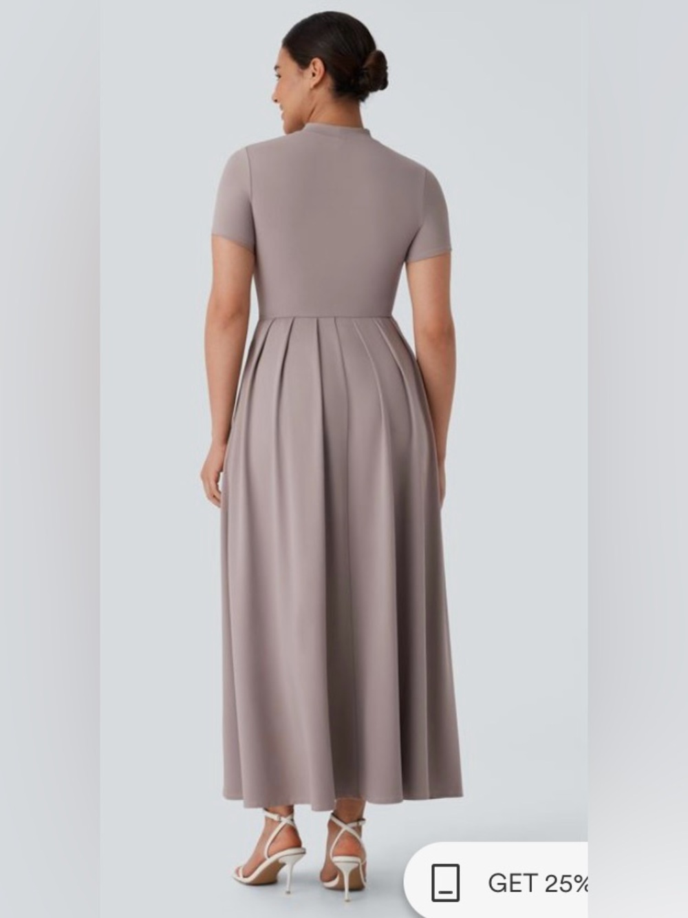 Women's Taupe Maxi Dress - Elegant Flowing Design - Picture 3 of 5